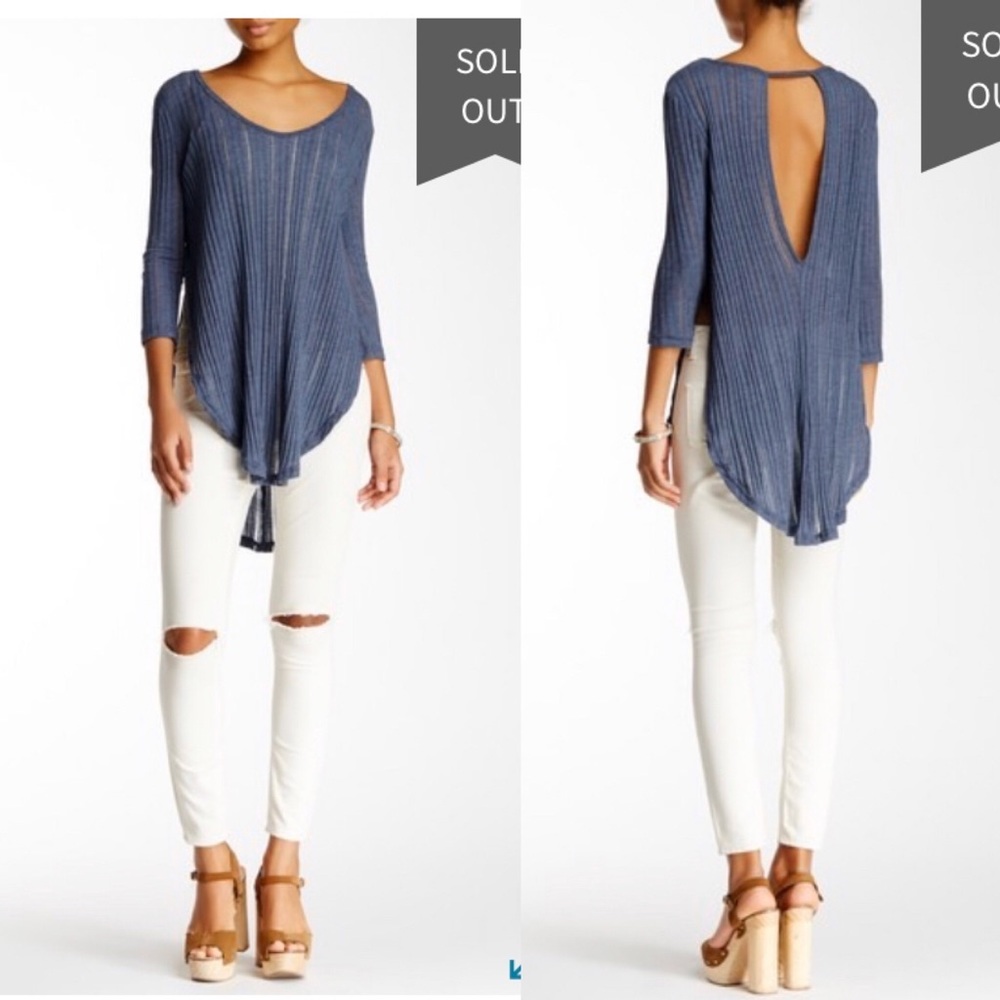 WE THE FREE Astoria open sided tunic top blue M